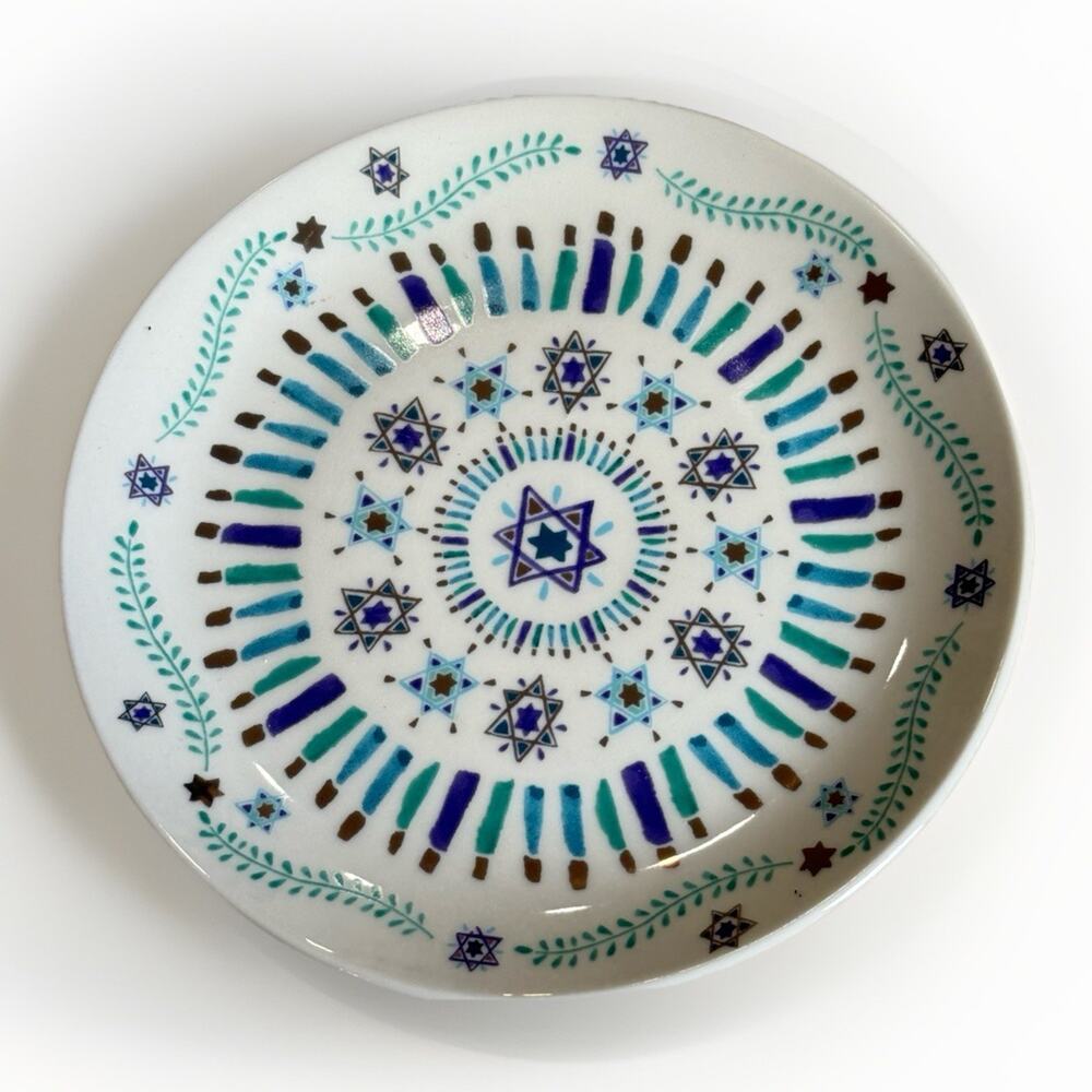 Star Of David Hanukkah Passover White Dessert Salad Plate By Two Seas 6”